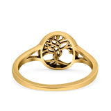 Tree of Life Ring Band Oxidized Round 925 Sterling Silver (10mm)