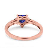 Art Deco Heart Three Stone Wedding Bridal Ring Round Black Simulated Cubic Zirconia 925 Sterling Silver