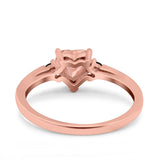 Art Deco Heart Three Stone Wedding Bridal Ring Round Black Simulated Cubic Zirconia 925 Sterling Silver