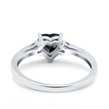 Art Deco Heart Three Stone Wedding Bridal Ring Round Blue Sapphire Simulated Cubic Zirconia 925 Sterling Silver