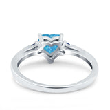 Art Deco Heart Three Stone Wedding Bridal Ring Round Blue Sapphire Simulated Cubic Zirconia 925 Sterling Silver