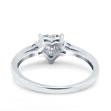 Art Deco Heart Three Stone Wedding Bridal Ring Round Blue Sapphire Simulated Cubic Zirconia 925 Sterling Silver