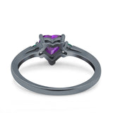 Art Deco Heart Three Stone Wedding Bridal Ring Round Green Emerald Simulated Cubic Zirconia 925 Sterling Silver