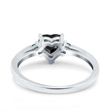 Art Deco Heart Three Stone Wedding Bridal Ring Round Green Emerald Simulated Cubic Zirconia 925 Sterling Silver