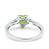 Art Deco Heart Three Stone Wedding Bridal Ring Round Green Emerald Simulated Cubic Zirconia 925 Sterling Silver