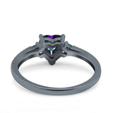 Art Deco Heart Three Stone Wedding Bridal Ring Round Green Emerald Simulated Cubic Zirconia 925 Sterling Silver