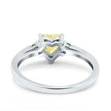 Art Deco Heart Three Stone Wedding Bridal Ring Round Green Emerald Simulated Cubic Zirconia 925 Sterling Silver