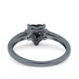 Art Deco Heart Three Stone Wedding Bridal Ring Round Ruby Simulated Cubic Zirconia 925 Sterling Silver