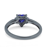 Art Deco Heart Three Stone Wedding Bridal Ring Round Amethyst Simulated Cubic Zirconia 925 Sterling Silver