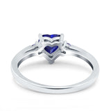 Art Deco Heart Three Stone Wedding Bridal Ring Round Amethyst Simulated Cubic Zirconia 925 Sterling Silver