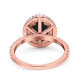 Halo Oval Art Deco Wedding Bridal Ring Band Round Simulated Cubic Zirconia 925 Sterling Silver