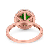 Halo Oval Art Deco Wedding Bridal Ring Band Round Simulated Cubic Zirconia 925 Sterling Silver