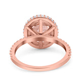 Halo Oval Art Deco Wedding Bridal Ring Band Round Simulated Cubic Zirconia 925 Sterling Silver