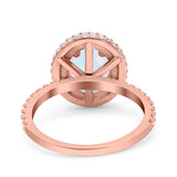 Halo Oval Art Deco Wedding Bridal Ring Band Round Simulated Cubic Zirconia 925 Sterling Silver