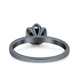 Art Deco Wedding Bridal Ring Round Simulated Cubic Zirconia 925 Sterling Silver