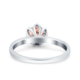 Art Deco Wedding Bridal Ring Round Simulated Cubic Zirconia 925 Sterling Silver