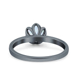 Art Deco Wedding Bridal Ring Round Simulated Cubic Zirconia 925 Sterling Silver