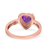 Heart Promise Ring Halo Heart Round Simulated Cubic Zirconia 925 Sterling Silver