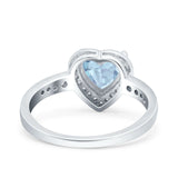 Heart Promise Ring Halo Heart Round Simulated Cubic Zirconia 925 Sterling Silver