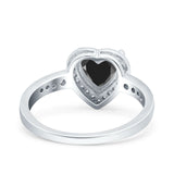 Heart Promise Ring Halo Heart Round Simulated Cubic Zirconia 925 Sterling Silver