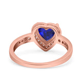 Heart Promise Ring Halo Heart Round Simulated Cubic Zirconia 925 Sterling Silver