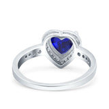 Heart Promise Ring Halo Heart Round Simulated Cubic Zirconia 925 Sterling Silver