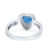 Heart Promise Ring Halo Heart Round Simulated Cubic Zirconia 925 Sterling Silver