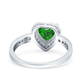 Heart Promise Ring Halo Heart Round Simulated Cubic Zirconia 925 Sterling Silver