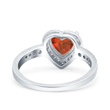 Heart Promise Ring Halo Heart Round Simulated Cubic Zirconia 925 Sterling Silver
