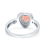 Heart Promise Ring Halo Heart Round Simulated Cubic Zirconia 925 Sterling Silver