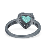 Heart Promise Ring Halo Heart Round Simulated Cubic Zirconia 925 Sterling Silver
