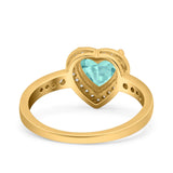 Heart Promise Ring Halo Heart Round Simulated Cubic Zirconia 925 Sterling Silver