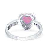 Heart Promise Ring Halo Heart Round Simulated Cubic Zirconia 925 Sterling Silver