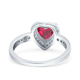 Heart Promise Ring Halo Heart Round Simulated Cubic Zirconia 925 Sterling Silver