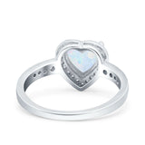 Heart Promise Ring Halo Heart Round Simulated Cubic Zirconia 925 Sterling Silver