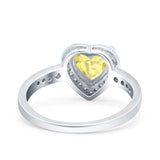 Heart Promise Ring Halo Heart Round Simulated Cubic Zirconia 925 Sterling Silver