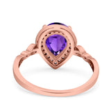 Teardrop Pear Art Deco Wedding Engagement Bridal Ring Round Simulated Cubic Zirconia 925 Sterling Silver