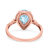 Teardrop Pear Art Deco Wedding Engagement Bridal Ring Round Simulated Cubic Zirconia 925 Sterling Silver