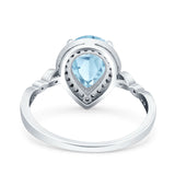 Teardrop Pear Art Deco Wedding Engagement Bridal Ring Round Simulated Cubic Zirconia 925 Sterling Silver