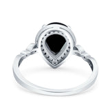 Teardrop Pear Art Deco Wedding Engagement Bridal Ring Round Simulated Cubic Zirconia 925 Sterling Silver