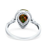 Teardrop Pear Art Deco Wedding Engagement Bridal Ring Round Simulated Cubic Zirconia 925 Sterling Silver