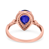 Teardrop Pear Art Deco Wedding Engagement Bridal Ring Round Simulated Cubic Zirconia 925 Sterling Silver