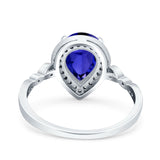Teardrop Pear Art Deco Wedding Engagement Bridal Ring Round Simulated Cubic Zirconia 925 Sterling Silver