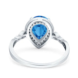 Teardrop Pear Art Deco Wedding Engagement Bridal Ring Round Simulated Cubic Zirconia 925 Sterling Silver