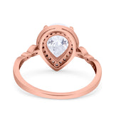 Teardrop Pear Art Deco Wedding Engagement Bridal Ring Round Simulated Cubic Zirconia 925 Sterling Silver