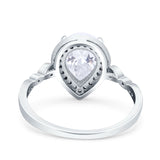 Teardrop Pear Art Deco Wedding Engagement Bridal Ring Round Simulated Cubic Zirconia 925 Sterling Silver
