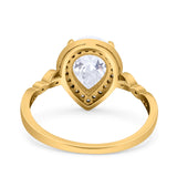 Teardrop Pear Art Deco Wedding Engagement Bridal Ring Round Simulated Cubic Zirconia 925 Sterling Silver