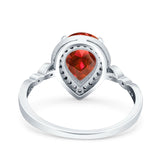 Teardrop Pear Art Deco Wedding Engagement Bridal Ring Round Simulated Cubic Zirconia 925 Sterling Silver
