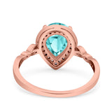 Teardrop Pear Art Deco Wedding Engagement Bridal Ring Round Simulated Cubic Zirconia 925 Sterling Silver