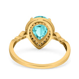 Teardrop Pear Art Deco Wedding Engagement Bridal Ring Round Simulated Cubic Zirconia 925 Sterling Silver